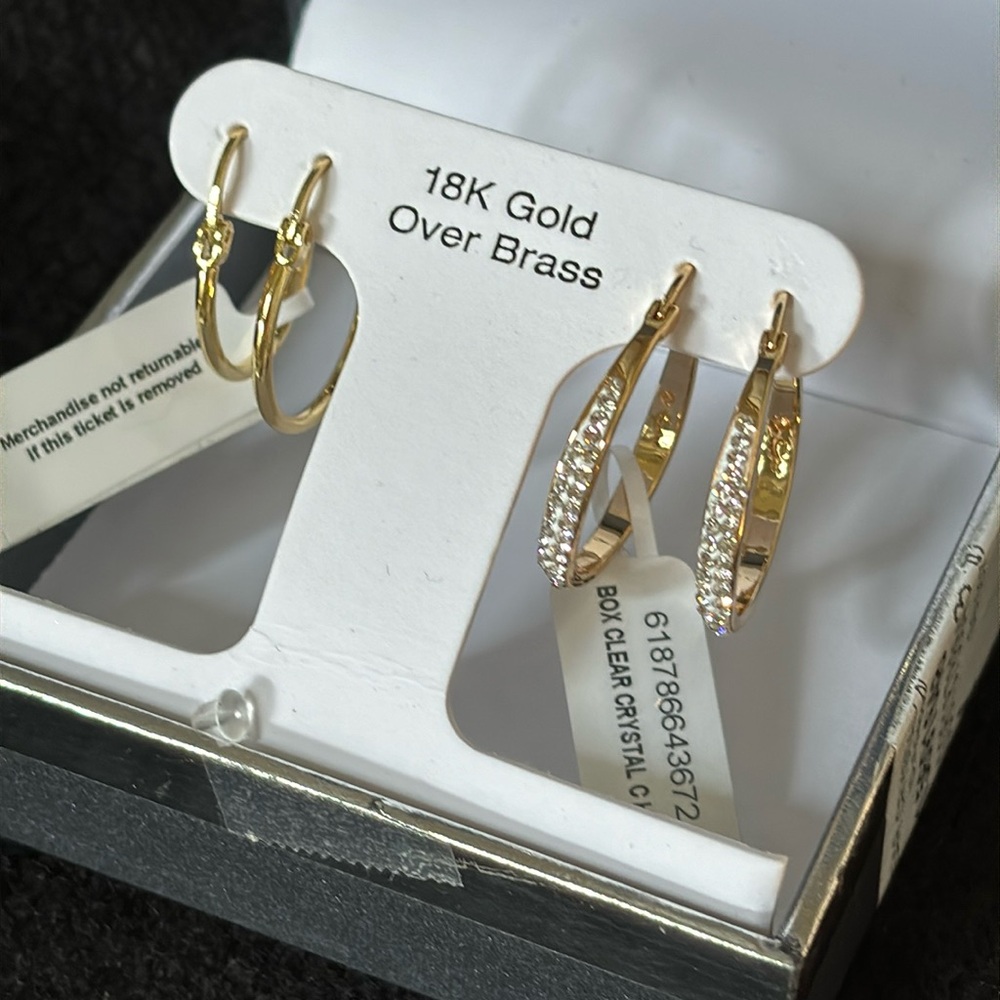 NIB And Now This 18K Gold Plated Duo Hoop Earring Set
